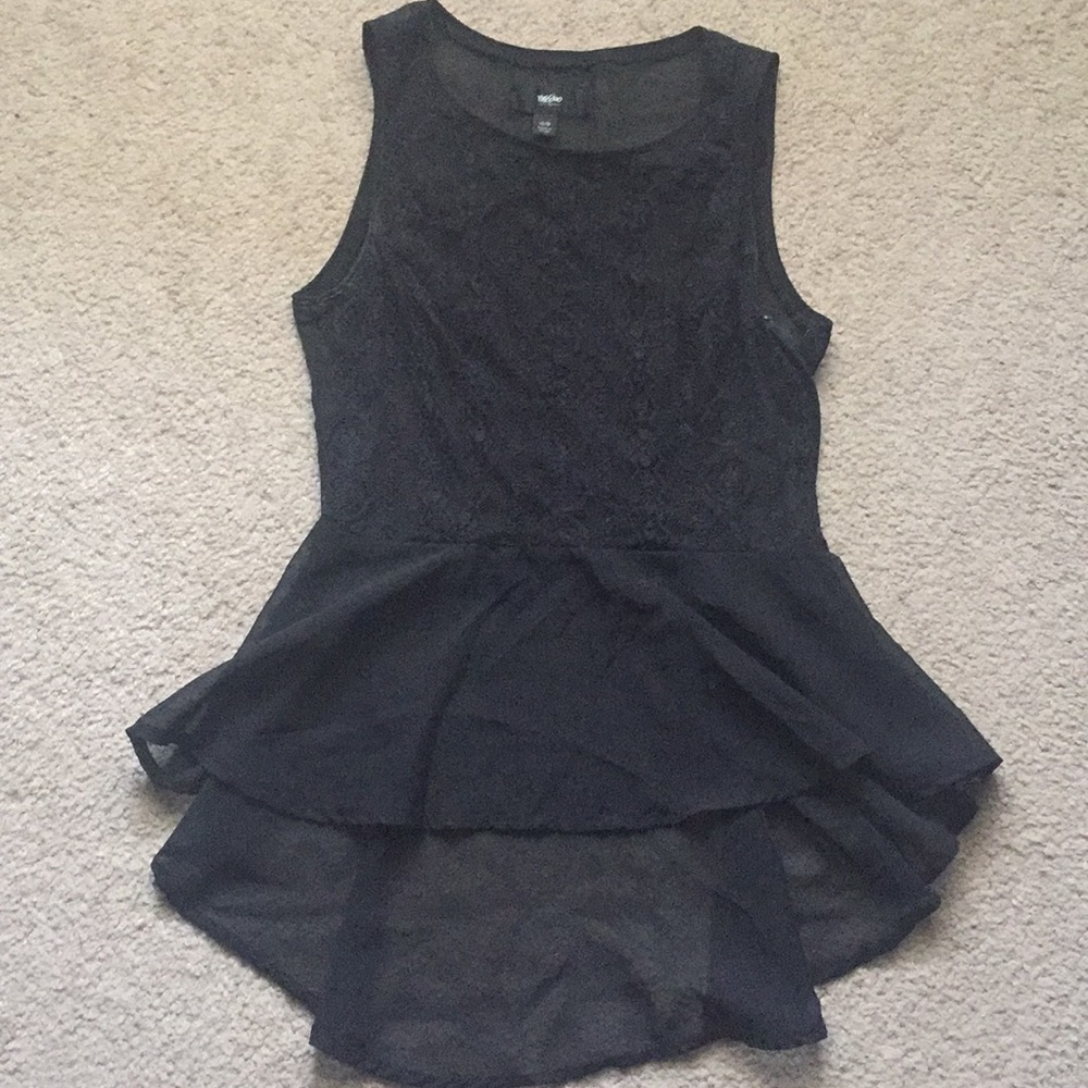 Sexy See-Through Black Peplum Lace Top